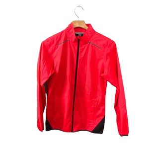 Port Authority Neon Orange Windbreaker Jacket Medium EUC